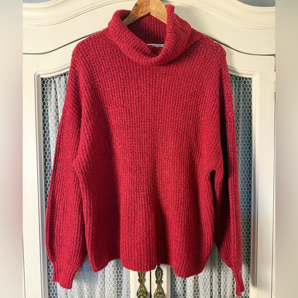 American Eagle Red Cozy Oversized Chunky Knit Sweater